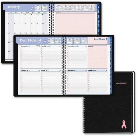 AT-A-GLANCE At A Glance AAG76PN0105 Quick Notes Breast Cancer Awareness Weekly & Monthly Planner; Simulated Leather - Black AAG76PN0105